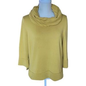 Marla Wynne Yellow Knit Wrist Length Sleeve Sweater with Detachable Scarf SZ: L